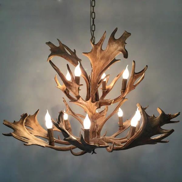 Europe Country Candle Antler Chandelier Ceiling Lamps Suspension