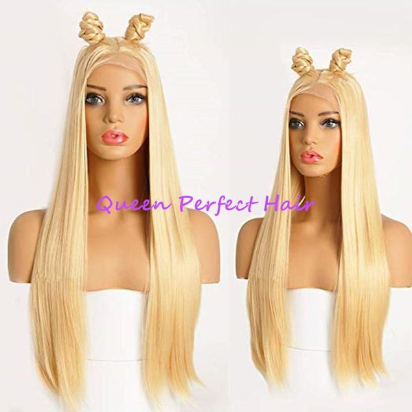 10a 613 Light Blonde Hair Lace Front Synthetic Wigs Long Silky