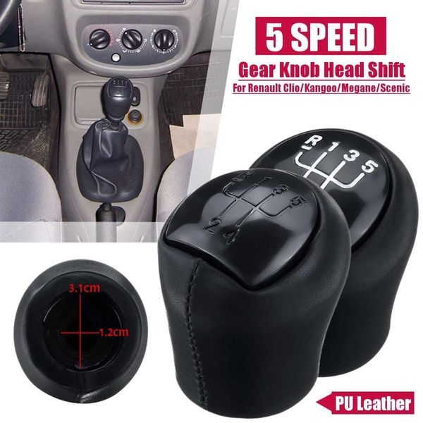 

leather car gear shift knob 5 speed for clio espace kangoo (express) laguna megane cabriolet classic scenic twingo