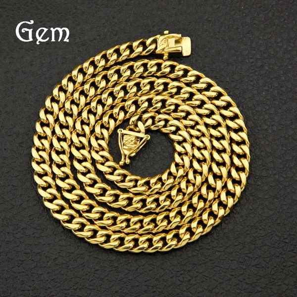 

cuban link chains high-grade stainless steel round grinding men's hip-hop cuba necklace casting buckle cubanchain10 12 14, Silver