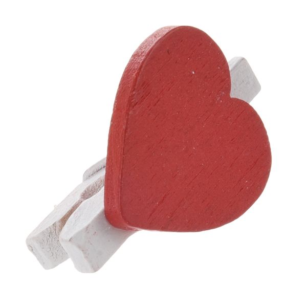 

50 pcs red heart accent white wooden spring clothespins memo clips other laundry products