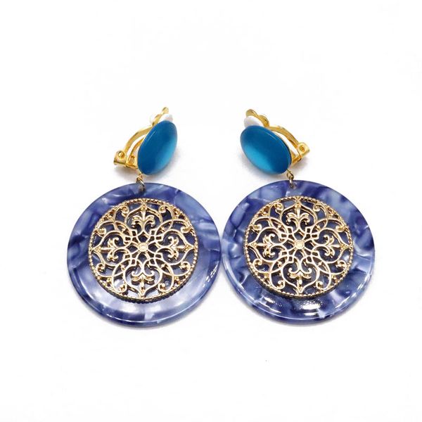 

blue mint geometric alloy resin mixed material elegant new special designs sweet clip earring for women, Silver