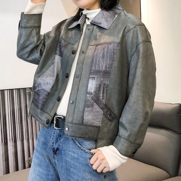 

2020 женская весенняя куртка из натуральной овечьей кожи w21, Black