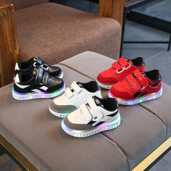 

led luminous kids shoes casual breathable boys sneakers fashion soft girls shoes toddler kids sneakers running, Black