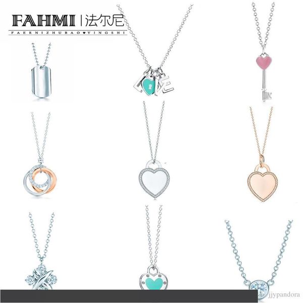 

фахми шарм подарок стерлингового серебра 925 пробы розовое золото ключ сердце tif привлекательная элегантность темперамент ожерелье мир ювел, Golden;silver