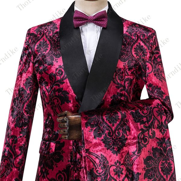 

fuchsia red jacquard velvet 3pcs suit slim suit new male formal wear wedding dress business jackets+vest+pants, White;black