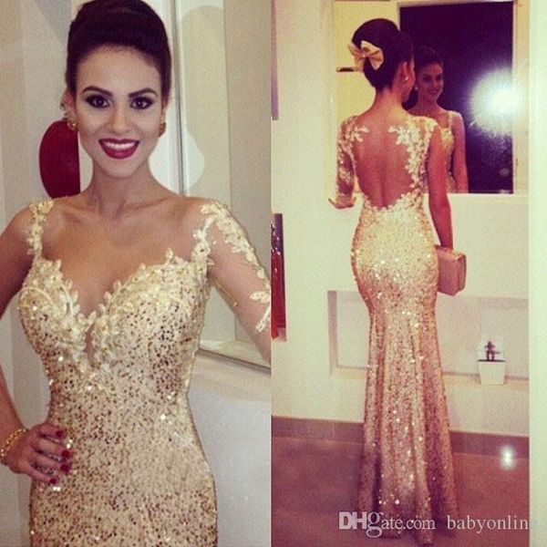 

Cheap Sweetheart Prom Dresses Long Sleeves Mermaid Backless Beaded Trumpet Style Formal Gowns Backless Evening Dresses with Appliques