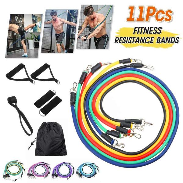 

11pcs resistance bands exercise bands set fitness stretch elastic pull string excerciser body training trainer workout equipment