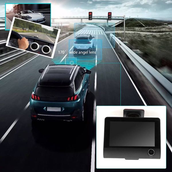 

4,0" жк-дисплей с двумя объективами g-сенсор hd 1080p автомобиля dvr черточки cam камера заднего вида