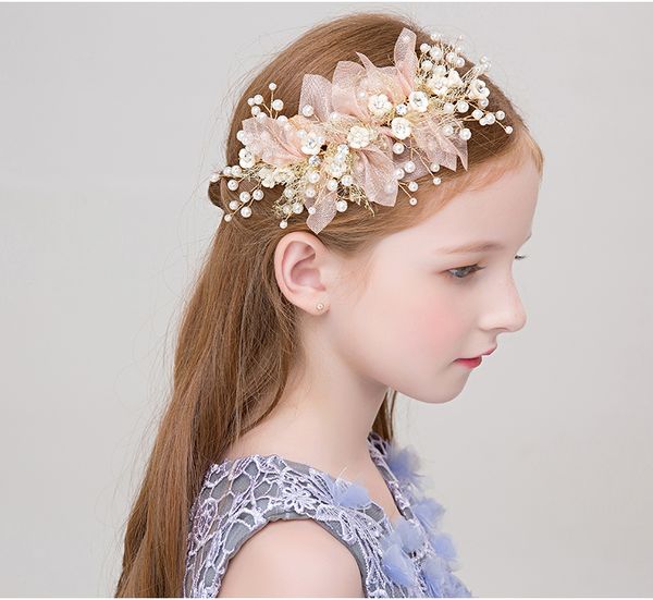 

children's headdress sen female headdress handmade girl headband hairpin 2018 new style, White;red