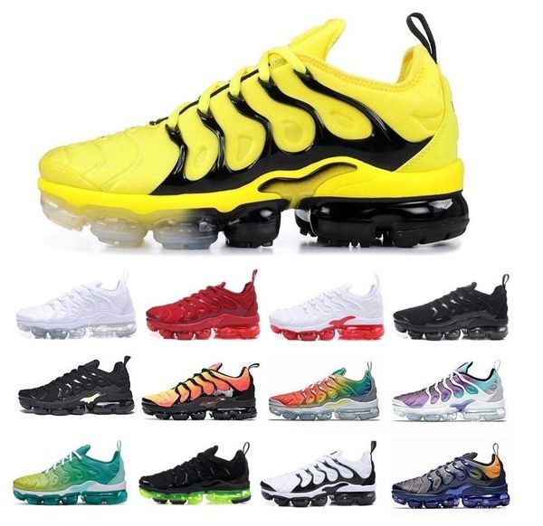 

2020 tn plus mens designer shoes men women casual air cushion trainers bumblebee black outdoor zapatos hiking sports sneakers shoes 36-45