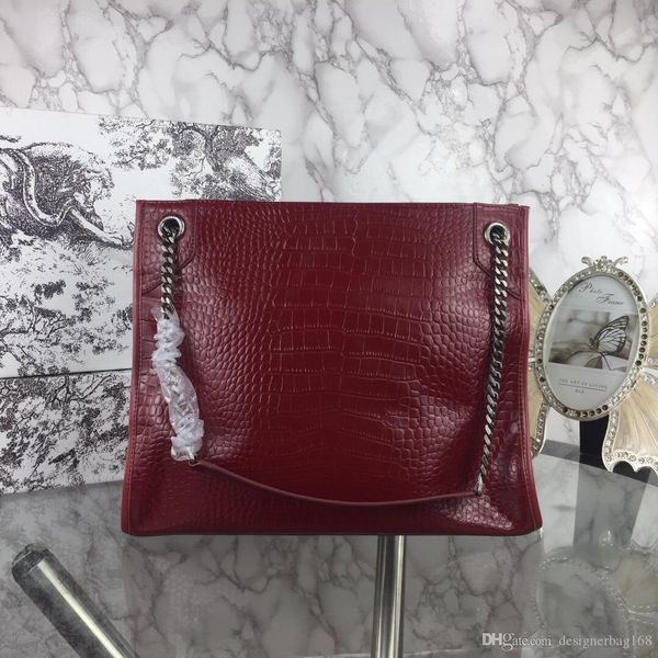 

new fashion luxury designer woman handbag cross body bags shoulder genuine leather tote purse bags crocodile print handbag 33cm