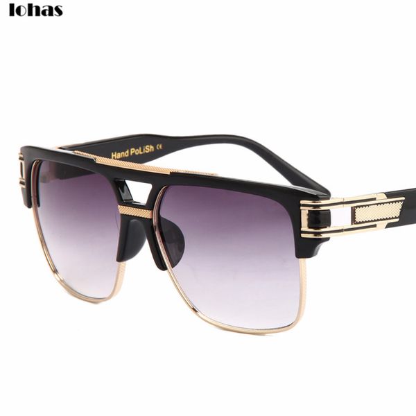 

semi-rimless metal frame and plate collocation sunglasses men grandmaster brand women mirror polarized sun glasses, White;black