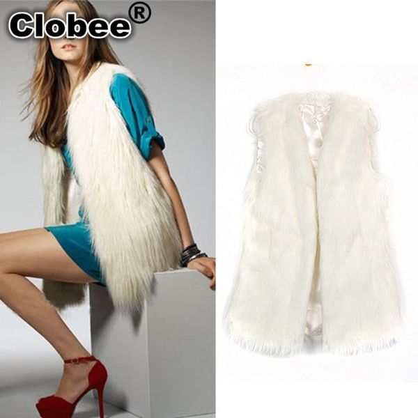 

2019 colete de pele feminina women faux fur vest winter long vest sleeveless luxury fur coat plus size fall xxxl coat l632, Black
