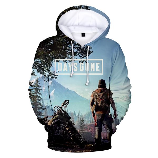 

days gone hip 3d print men/women hooded sweatshirts fashion casual comfortable pullovers hoodies couple harajuku streetwear, Black
