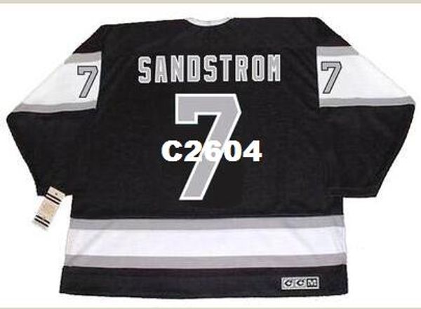 

men #7 tomas sandstrom los angeles kings 1989 ccm vintage away hockey jersey or custom any name or number retro jersey, Black;red