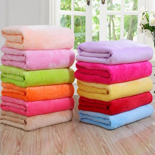 

50*70cm warm flannel fleece towel blankets soft solid blankets bedspread plush winter summer throw blanket for bed sofa an2774