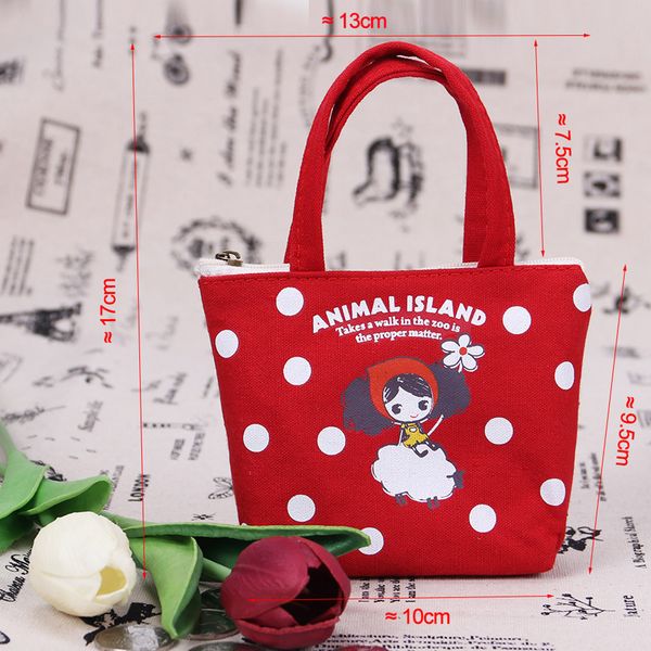 

fashion cartoon coin purse for women girl cotton wallets zipper key case bag change purses wallet card holder coin pocket pouch, Red;black