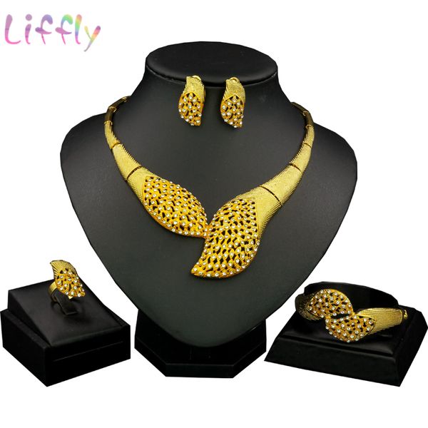 

dubai jewelry sets bridal jewelry sets crystal necklace earrings ring bracelet charms women wedding party set, Silver