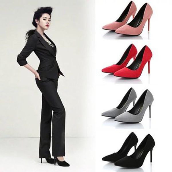 

women's shoes 2020 stylish single shoes pointy versatile high heels, Black
