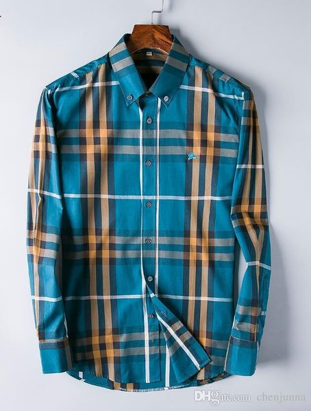 

19ss new style famous brand slim men plaid shirt, fashion designer brand long sleeve cotton casual shirt stripe man shirt burb, White;black