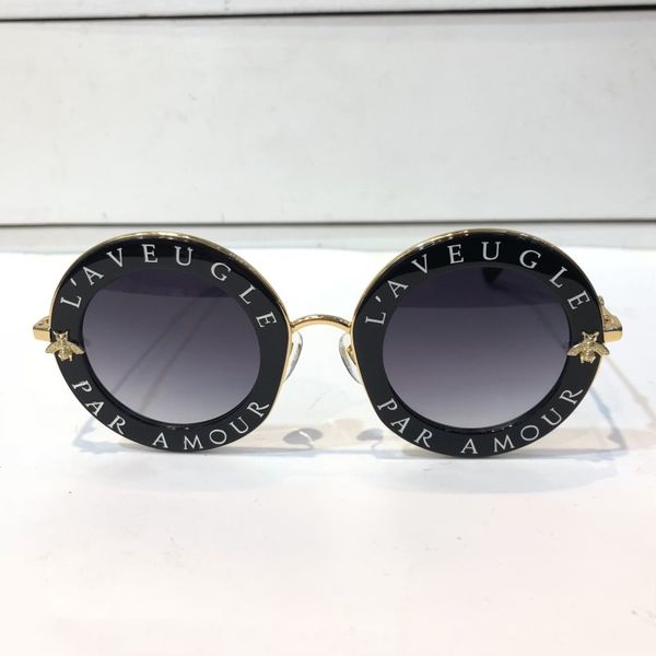 

luxury 0113 designer sunglasses for women fashion round summer style black gold frame eyewear uv protection lens come with case, White;black