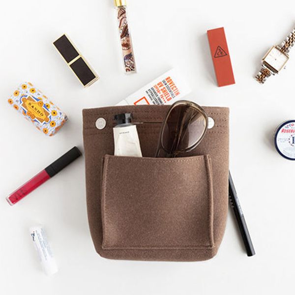 

chic felt fabric storage bag travel portable cosmetic organizer bags simple liner pouch sundries finishing tote