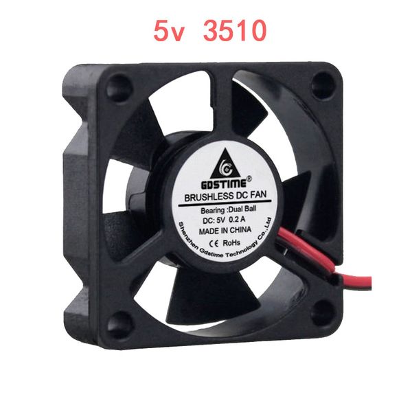 

dc5v 02a 3510 3.5cm 35x35x10mm 9500rpm 4.56cfm 2pin двойной бал вококоѬоной мини венилоѬ олажд