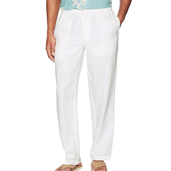 

men casual work cotton blend pure elastic waist straight long pants trousers pantalones hombre new fashion 8.8, Black