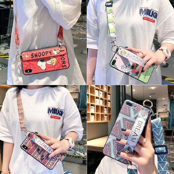 

phone case for iphone 11 /11pro/11promax xr xsmax x/xs 7p/8p 7/8 6p/6sp 6/6s huawei p30/p30pro fashion tpu back cover with lanyard 4 styles