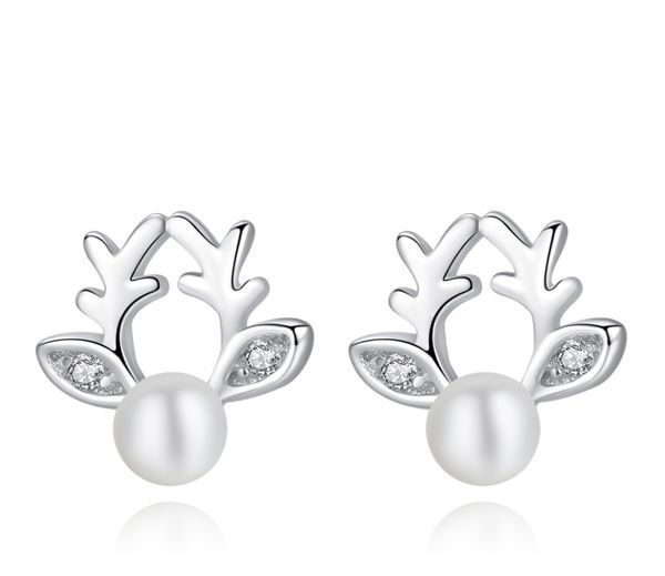 

girly temperament 925 sterling silver jungle fawn earrings cute simple small elk horn earrings dfe, Golden