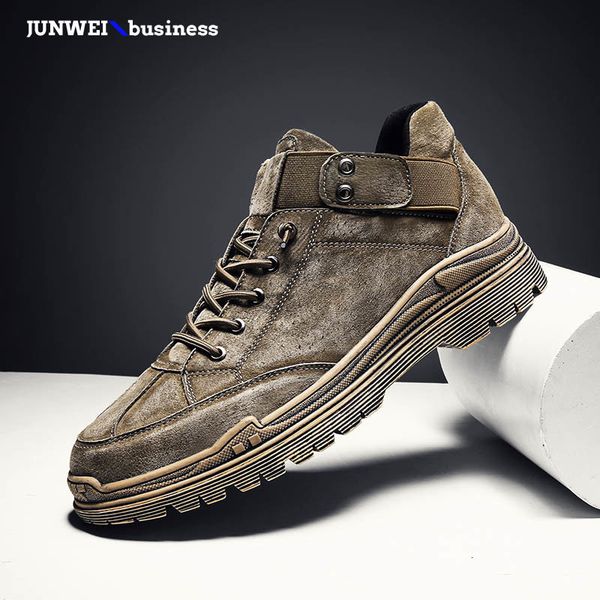 

fashion cool lace up cow suede leather casual men trend shoes loafers high youth strap buckle sneakers o4, Black