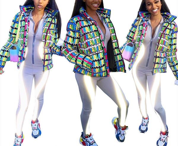 

2020 european and american women's explosion models, color letters, dyed bread, down jacket, cotton jacket, Black