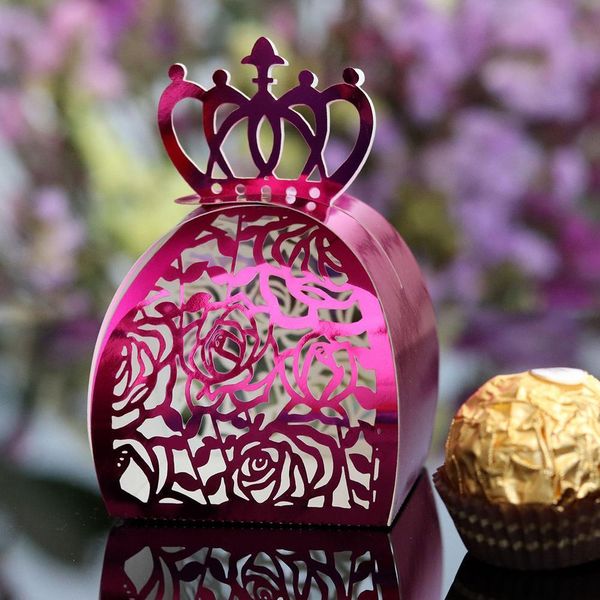 

12pcs выдалбливают crown rose candy box party свадеб принадлежности подарочная коробка