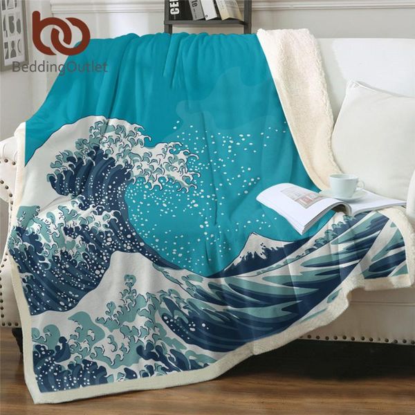 

beddingoutlet great wave sherpa blankets ocean theme bed blanket mount fuji plush bedspreads vintage japanese fluffy blanket