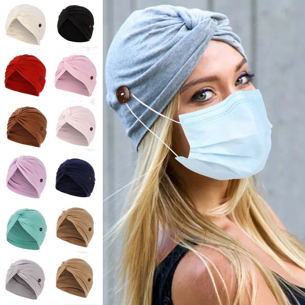 

s1307 bridle button twister headscarf cap women's hat headwear lady beanies turban hats accessories, Blue;gray