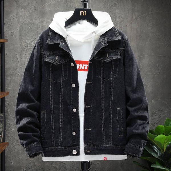 

denim coat men's trend and loose style 2020 spring and autumn new jeans fashion brand work clothes jacket, Black;brown