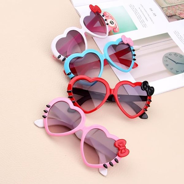 

cute heart bow baby sunglasses summer cartoon eyeglasses eyewear for kids girls sun glasses uv400 gppco, Blue