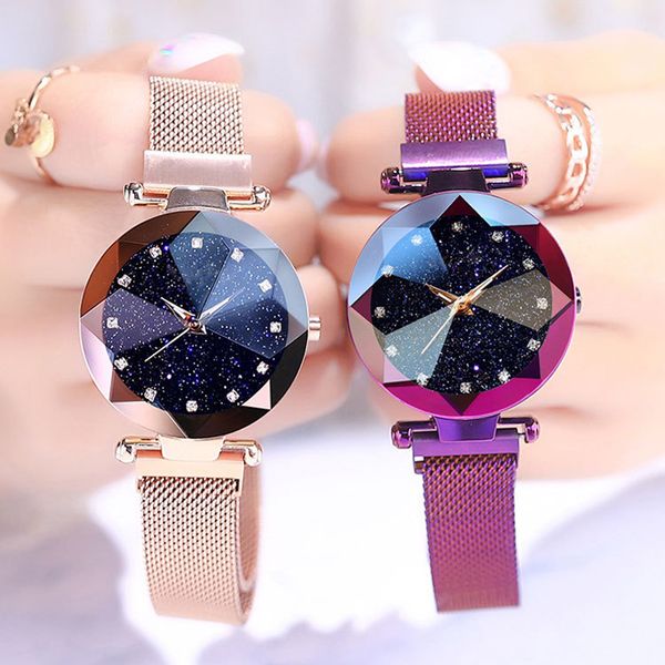 

women's starry sky stainless steel mesh bracelet watch starry sky stainless steel mesh bracelet watch for women, Slivery;brown