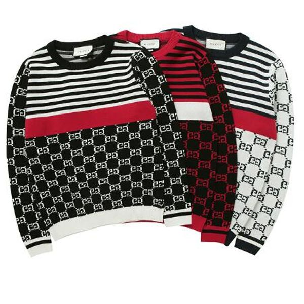 

new brand mens sweaters with letters casual autumn long sleeve knitted sweatshirts pullovers embroideried clothing 3 colors, White;black