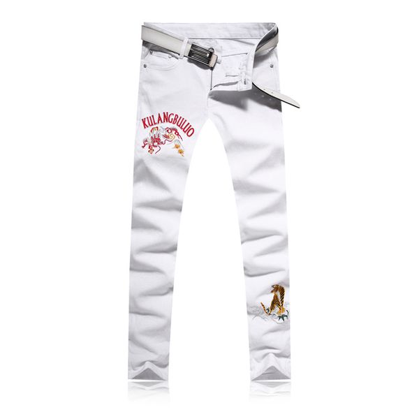 

orinery 2019 original designer white jeans men elastic skinny jeans fashion casual denim men clothes size 28-38, Blue