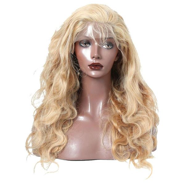 

blonde lace frontal human hair wigs 27# peruvian body wave lace front wig 100% human hair pre plucked 250% density remy, Black