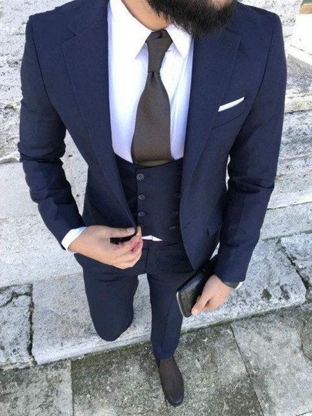 

navy blue 3 piece suit men wedding tuxedos notch lapel bridegroom groomsmen suits men business party prom blazer(jacket+pants+ tie+vest)289, Black;gray