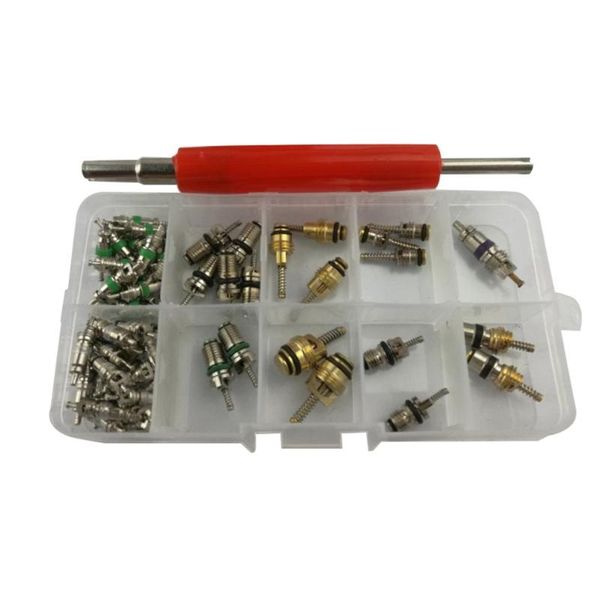 

60 шт a / c сердечники клапанов shrader клапаны с двойной головкой установщик remover инструмент для ремонта шин для мотоцикла автомобиля