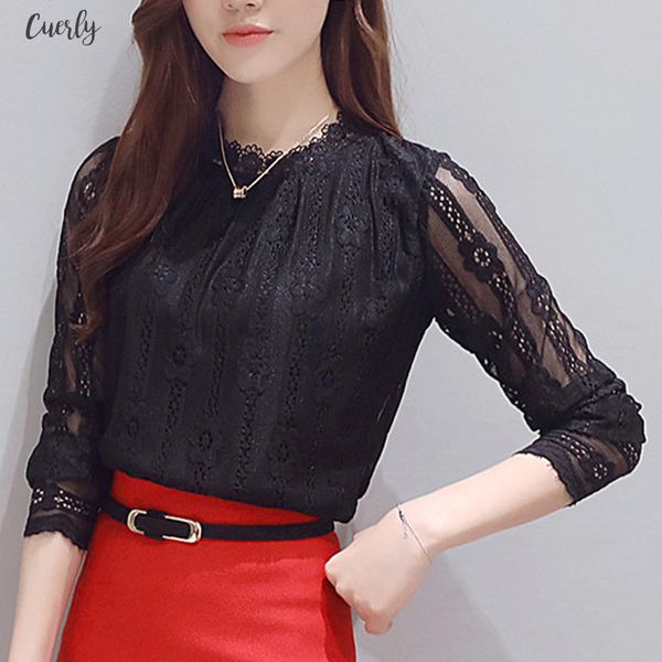 

women clothing new 2020 fashion plus size womens shirts long sleeve white lace regular blouse shirt crochet autumn hollow out blusas 1e