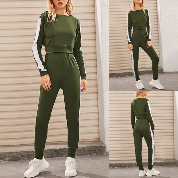 

women tracksuit sweatshirt pants sets sport long sleeve wear casual suit sets, White;black