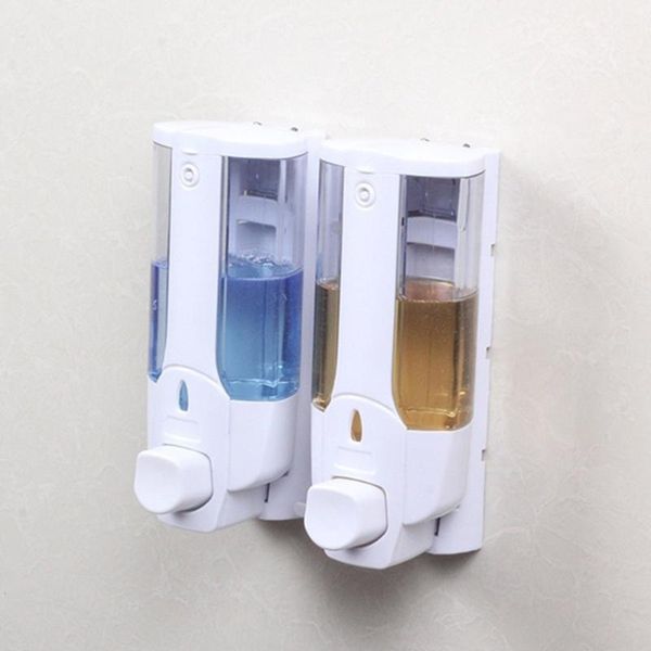 

wall mount hand soap dispenser dual head shower bath washing lotion soap liquid shampoo vessel dispenser 700ml #40