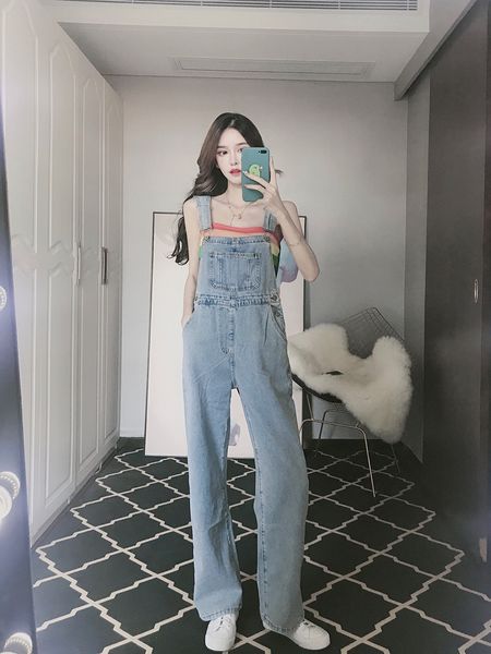 

orchid grey female straight harlan tall waist trousers suspenders, Blue