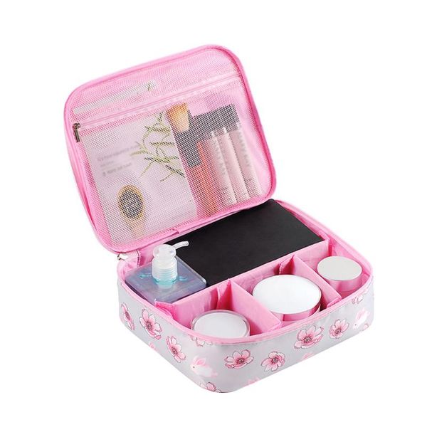 

large capacity portable organizer waterproof makeup bag zipper closure pvc bathroom storage practical printed home travel