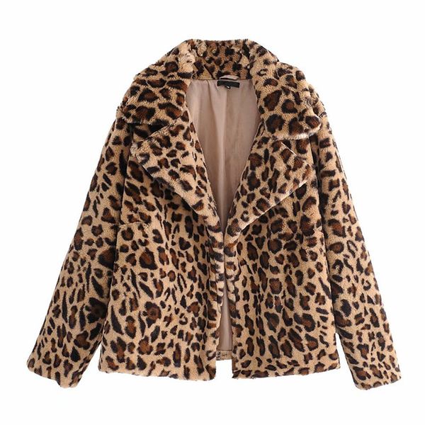 

evasu lou short fur jacket women 2018 new autumn and winter fashion printed leopard faux fur jacket women coat ev274, Black
